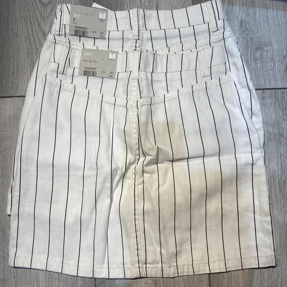Topshop pinstripe ring zip mini skirt size 6 new with tag - Picture 3 of 4